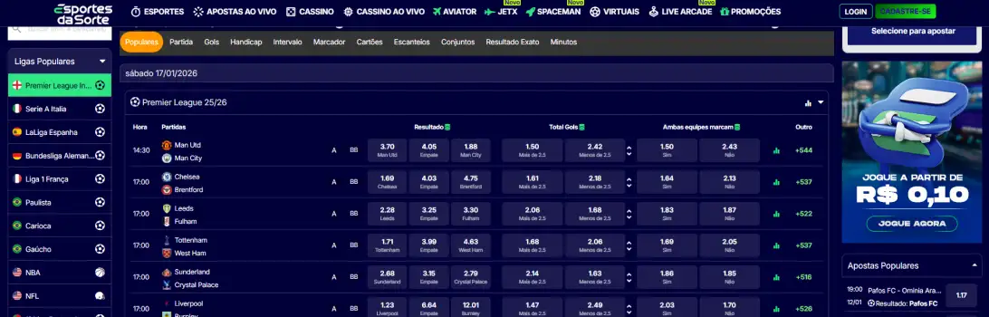 Casa brasileira com foco em futebol, promoções e apostas populares